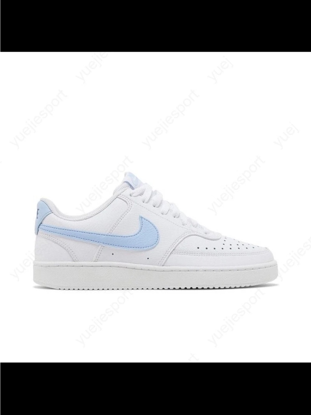 Nike Women's White Sneakers with Light Blue Swoosh